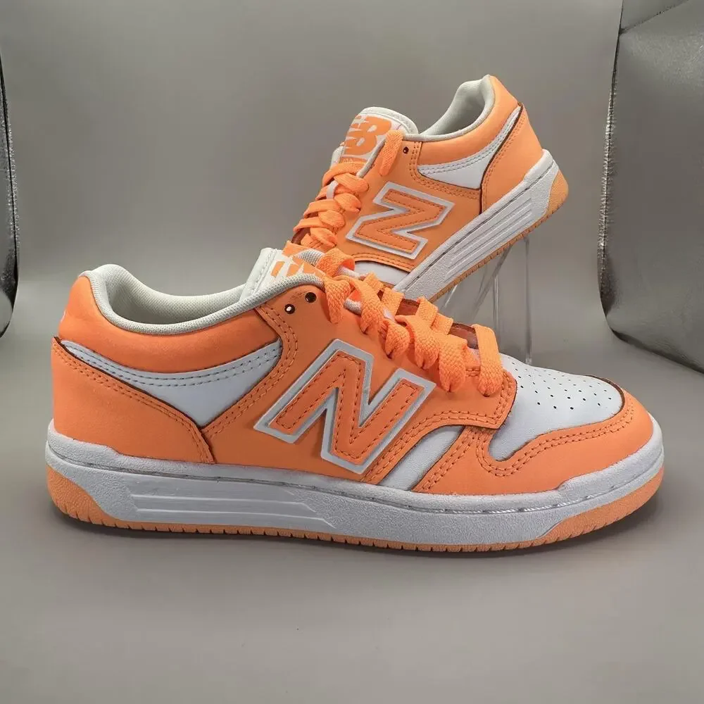 New Balance 480 Shoes Youth Size 4 Orange White Sneakers Lace Up
